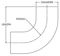 Dimensional Drawing for 90 Degree Short Radius Tube Elbows (EL-03)