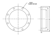 Dimensional Drawing for Model CUFL Series Cummins Special Flanges