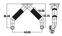Dimensional Drawing for Detroit Diesel Wye Connectors (WYE-023600)