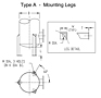 Dimensional Drawing for Mounting Supports - Type A Mounting Legs
