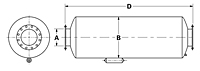 Dimensional Drawing for Model SHU Series Hospital Grade Spark Arrestor Silencers (SHUE-04-981446)