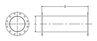 Dimensional Drawing for Straight Tube ANSI Flange Both Ends Outlet Extensions